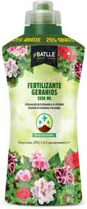 Fertilizante Geranios Batlle 1250ml. Fotografía de Amazon.