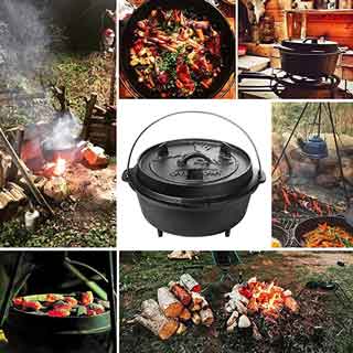 Hornos holandeses. Cacerolas de hierro fundido para cocinar en cualquier hoguera de campamento. Amazon.