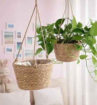 Cesta jardinera colgante de yute Sangda.