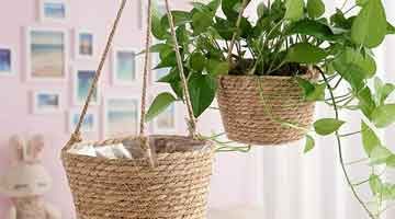 Cesta jardinera colgante de yute Sangda.