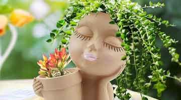 Maceta con rostro de mujer de Ezeso, en Amazon.