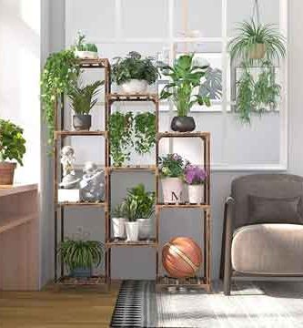 Soporte para macetas con plantas y decoración de interior y de exterior de CFMOUR, en Amazon.